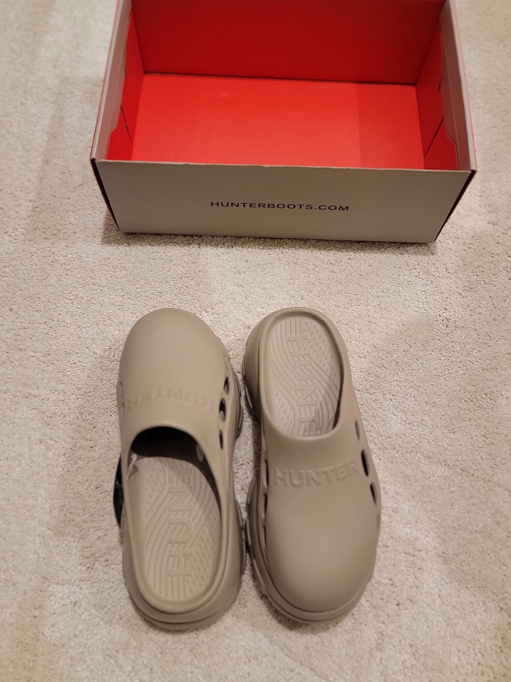 Hunter Women's Taupe Chunky Clogs Slip On Mule‎ Shoes Size 7
